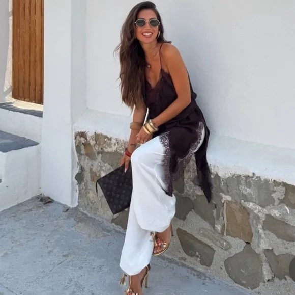 ZARA ASYMMETRIC LACE DRESS Brown Chocolate - Picture 3 of 16